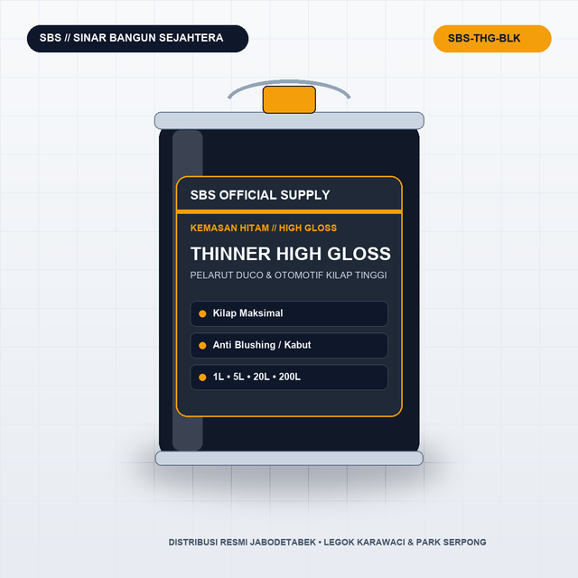 SBS Thinner High Gloss (Kemasan Hitam) — Pelarut Cat Duco & Kilap Tinggi